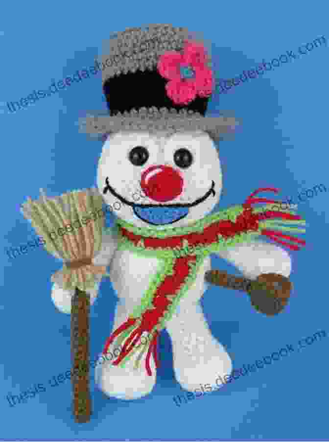 A Close Up Of Frosty The Snowman Crochet Adorned With Buttons, Beads, And Sequins, Adding A Touch Of Whimsy And Elegance. Frosty The Snowman Crochet (Crochet Kits)