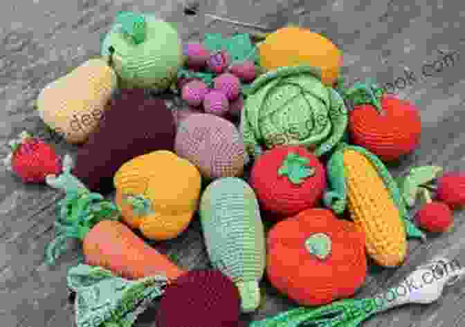 A Collection Of Crochet Fruit And Vegetable Patterns, Displayed In A Colorful And Organized Manner Cute Fruits Vegetables Crochet Patterns: Easy To Follow Templates And Detailed Instructions: Fruits Vegetables Crochet Guide