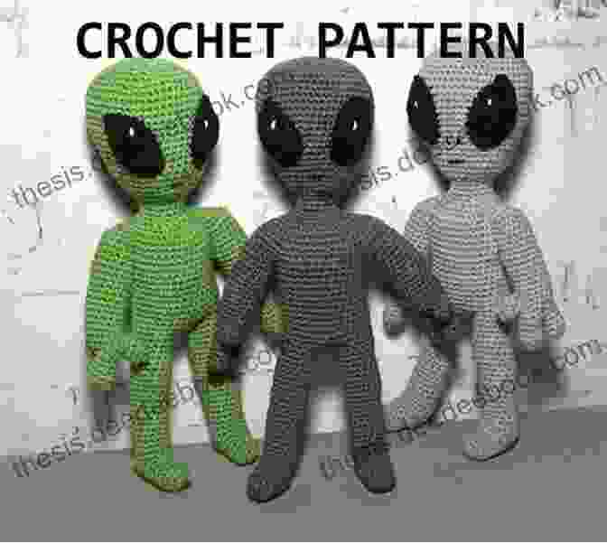 A Vibrant And Intricate Crochet Pattern Of A Woolly Alien In A Space Suit, Holding A Glowing Orb And Standing Beside A Rocket Ship. Mini Knitted Cosmos: Over 40 Woolly Aliens Rockets Planets And Other Astro Knits