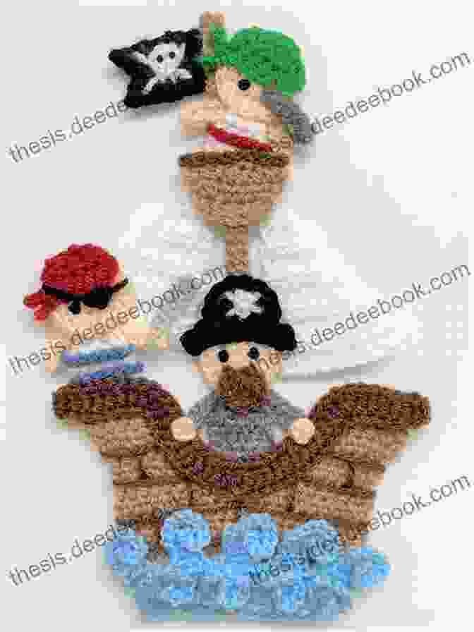 Pirate Ship Crochet Pattern Applique Color Variations PIRATE SHIP Crochet Pattern Applique By HomeArtist Designs